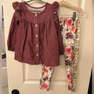 Cheeky Plum Mauve Top and Floral Pants Set
